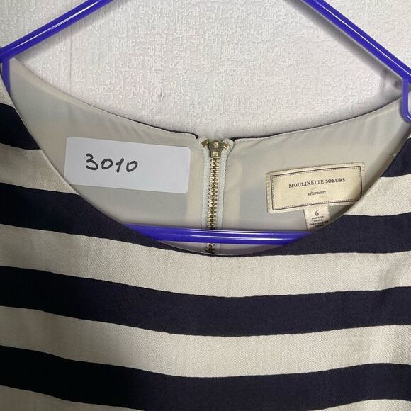 Moulinette Soeurs Anthropologie size 6 Dress Split Print Stripes Floral Cocktail - Picture 8 of 10